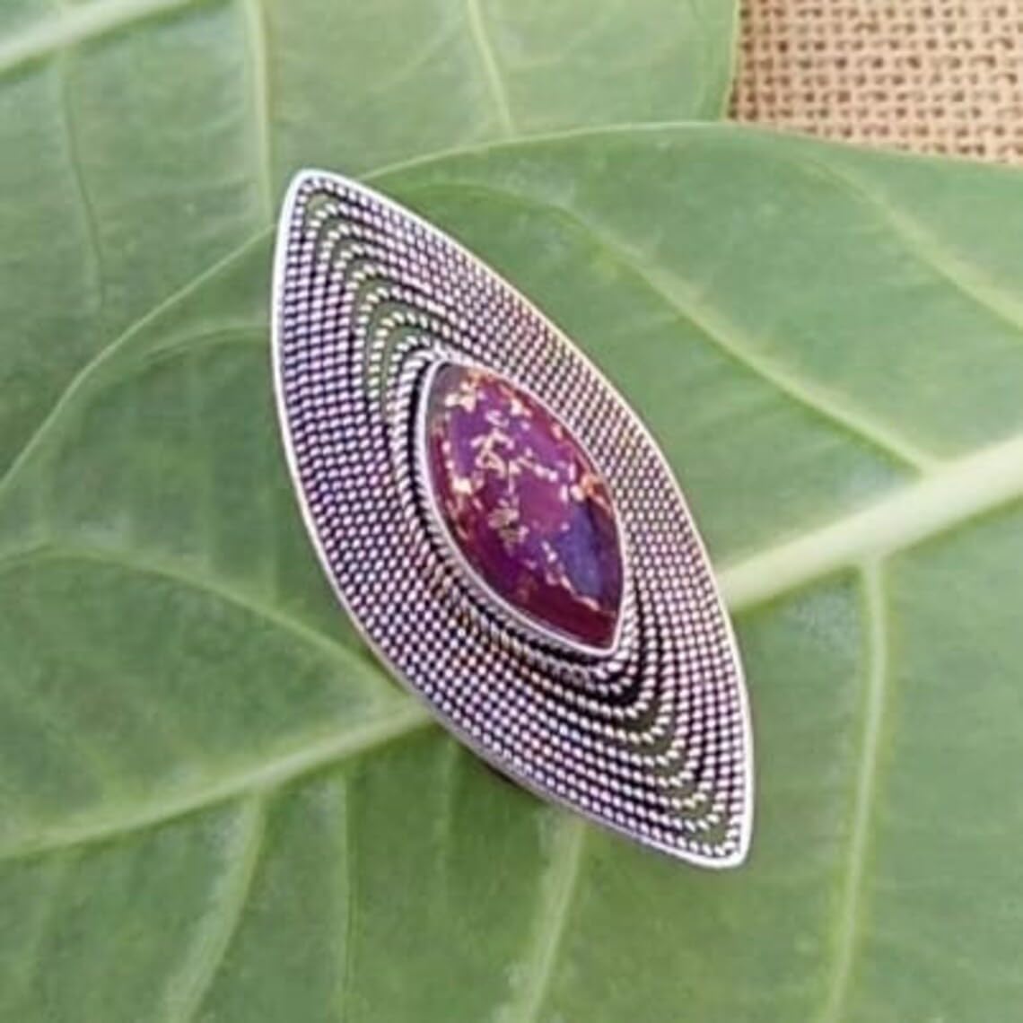 Purple Copper Turquoise Ring, 925 Silver Plated, Marquies stone, Purple Mohave Turquoise, Valentines Day Gifts, Hippie Style, Designer Women Jewelry, Marquies Design