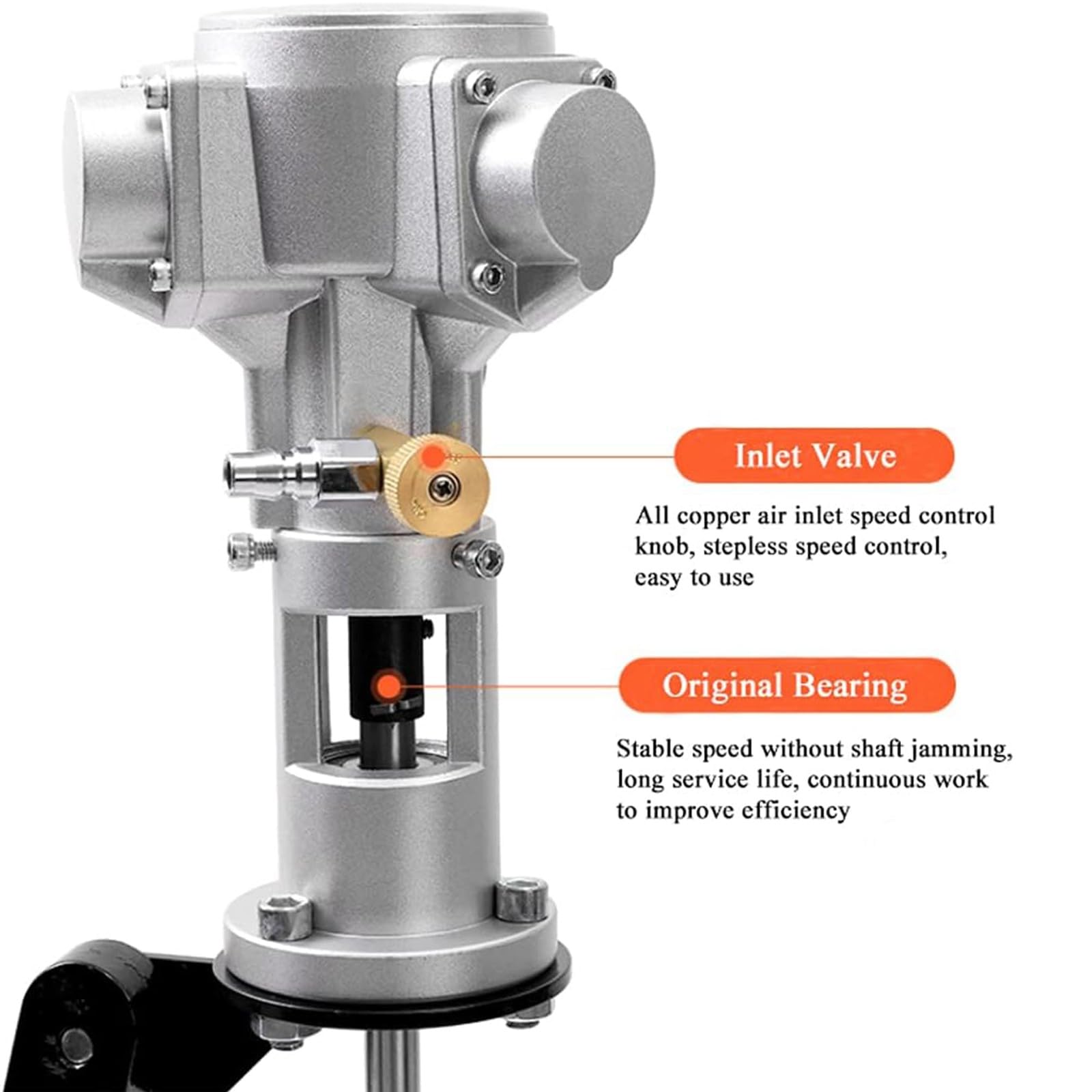 Mezclador de pintura neumático, agitador de montaje de abrazadera de 50 galones, capacidad de mezcla de 200 L, 1/2 HP, 50-2800 RPM para una mezcla eficiente de pintura en barriles y contenedores