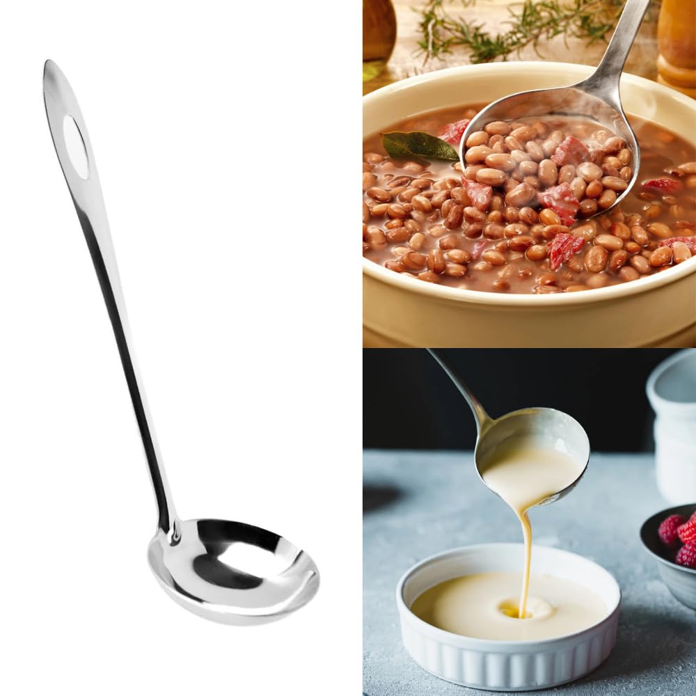 Concha de Inox 25cm para Feijão, Sopa e Caldos - Concha de Aço Inox Resistente - Com