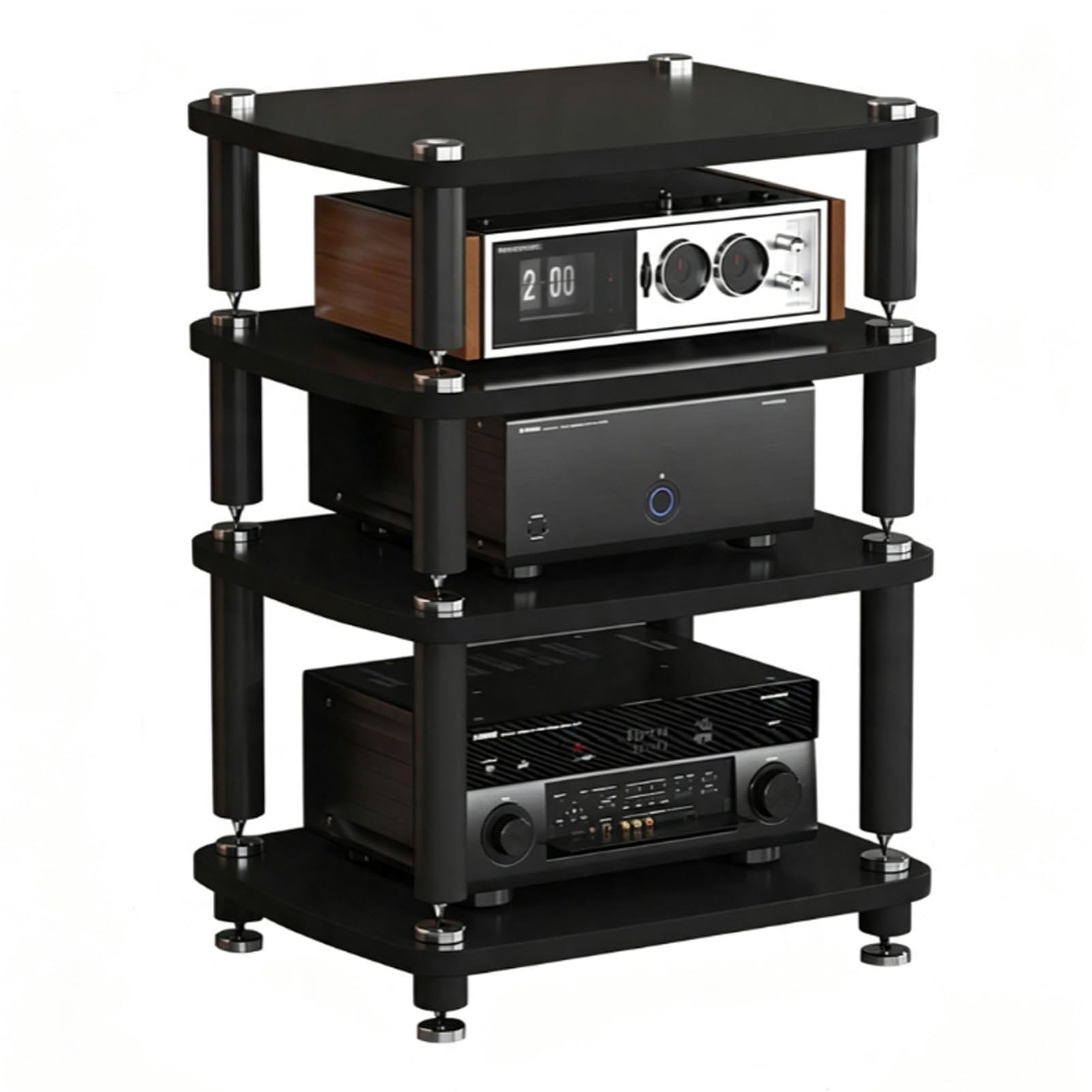 Soporte for Medios AV de Alta Resistencia, Rack AV de Acero Inoxidable | Estante de Componentes EstéReo, Adecuado for Salas de Estar, Oficinas Y Estudios de GrabacióN