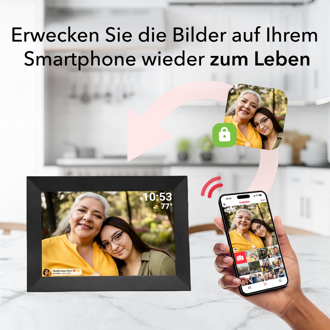 Silvergear® Digitaler Bilderrahmen 10,1 Zoll mit WLAN | 10W Leistung | Fernzugriff via App | Modernes Design