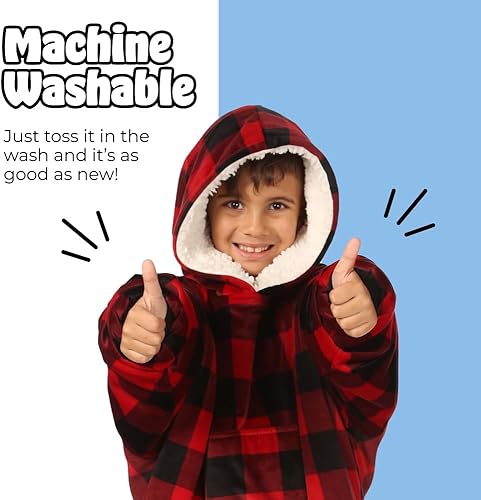 Miniatura 7 de THE COMFY Original Jr para niños  Manta de forro polar Sherpa de gran tamaño con capucha y bolsillo  Visto en Shark Tank