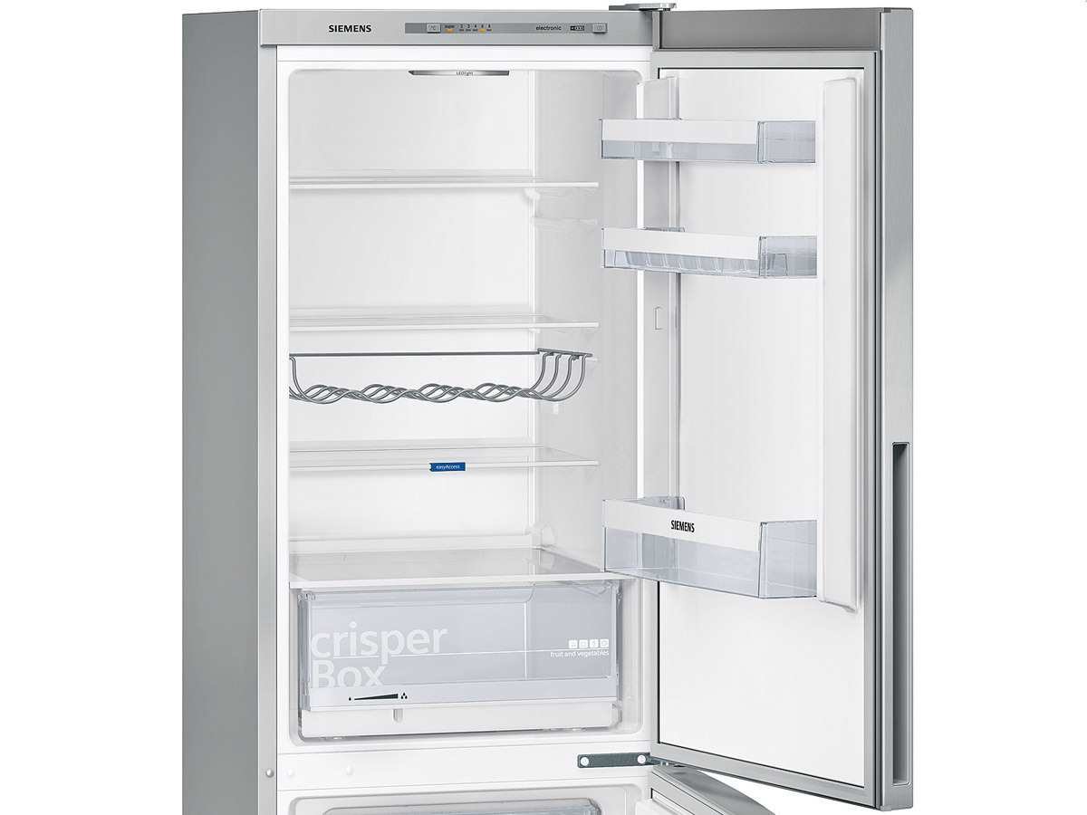 Siemens KG36VVL32 iQ300 Réfrigérateur-congélateur Efficacité énergétique A++ 186 cm de hauteur Consommation de 227 kWh/an Capacité du réfrigérateur : 215 l Capacité du congélateur : 94 l Aspect métal CrisperBox Régulateur d’humidité