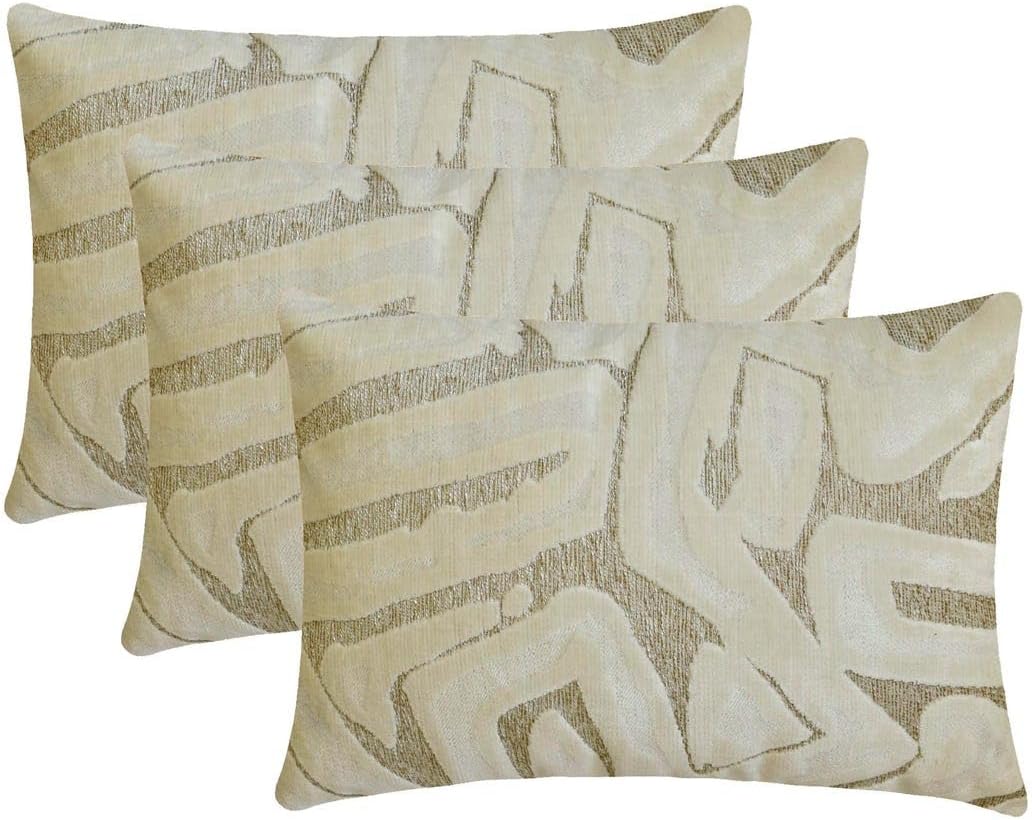 Ivory Decorative Lumbar Pillow Cover 12" x 24" | Modern Velvet Oblong Cushion Cover Abstract | Velvet Luxe, Beaded Hand Embroidery Pillowcases for Couch / Sofa & Bed, Home Décor - Abstract Drift