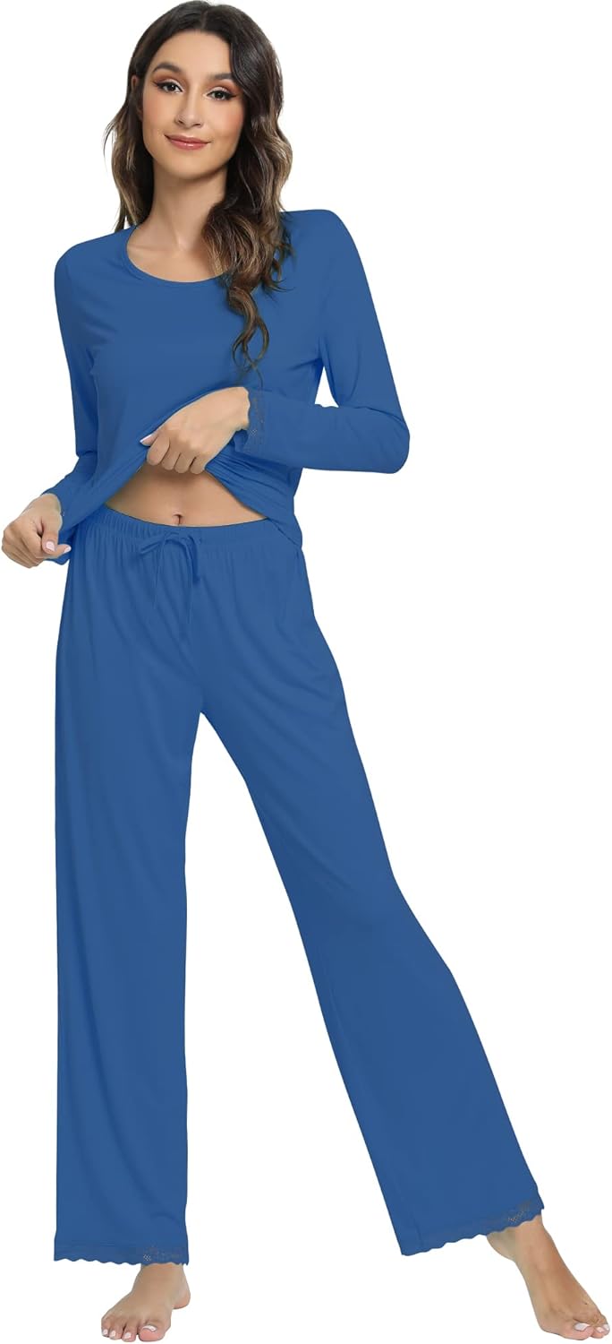 WiWi Viscose from Bamboo Pajamas Sets for Women Soft Long Sleeve Sleepwear and Pants Pjs Lounge Set Loungewear S-XXL - Image 3