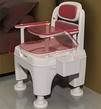 新品未使用アームレスト付きポータブルトイレ　介護用品 Amazon | ポータブルトイレ 介護用 簡易トイレ 調節肘掛け