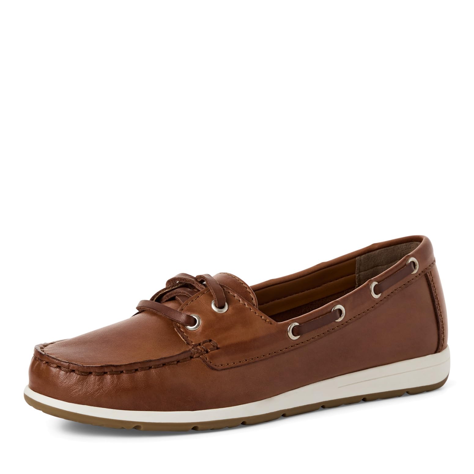 MARCO TOZZI Women's Moccasin Soft Feel Me Footbed Leather Soft Lining Refined, Brown (Cognac), 7 UK