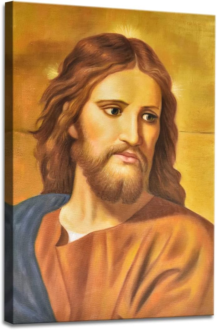 Roya Art-Jesus Picture For Wall Decor, Christ Jesus Painting Christian Wall Art Head Of Christ Catholic Wooden Framed Portrait Posters And Prints, Religious Christmas Decorations For Home, Size