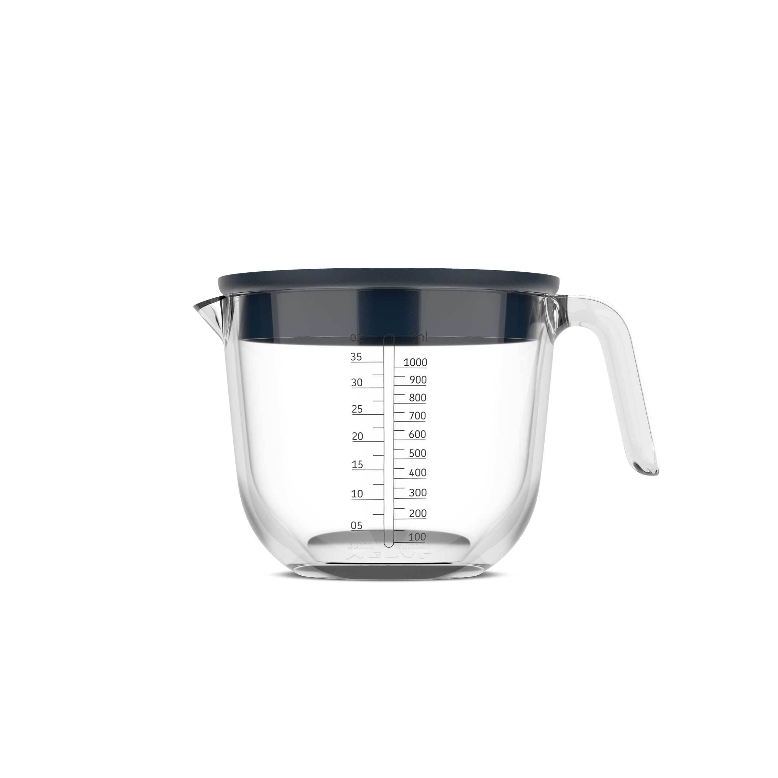 Mepal Szklany Dzbanek z Miarką i Pokrywką Chef it, Łatwa do Odczytania Skala, Bezpieczny w Mikrofalówce i Piekarniku, Nadaje się do Zmywarki, 1000 ml, Navy