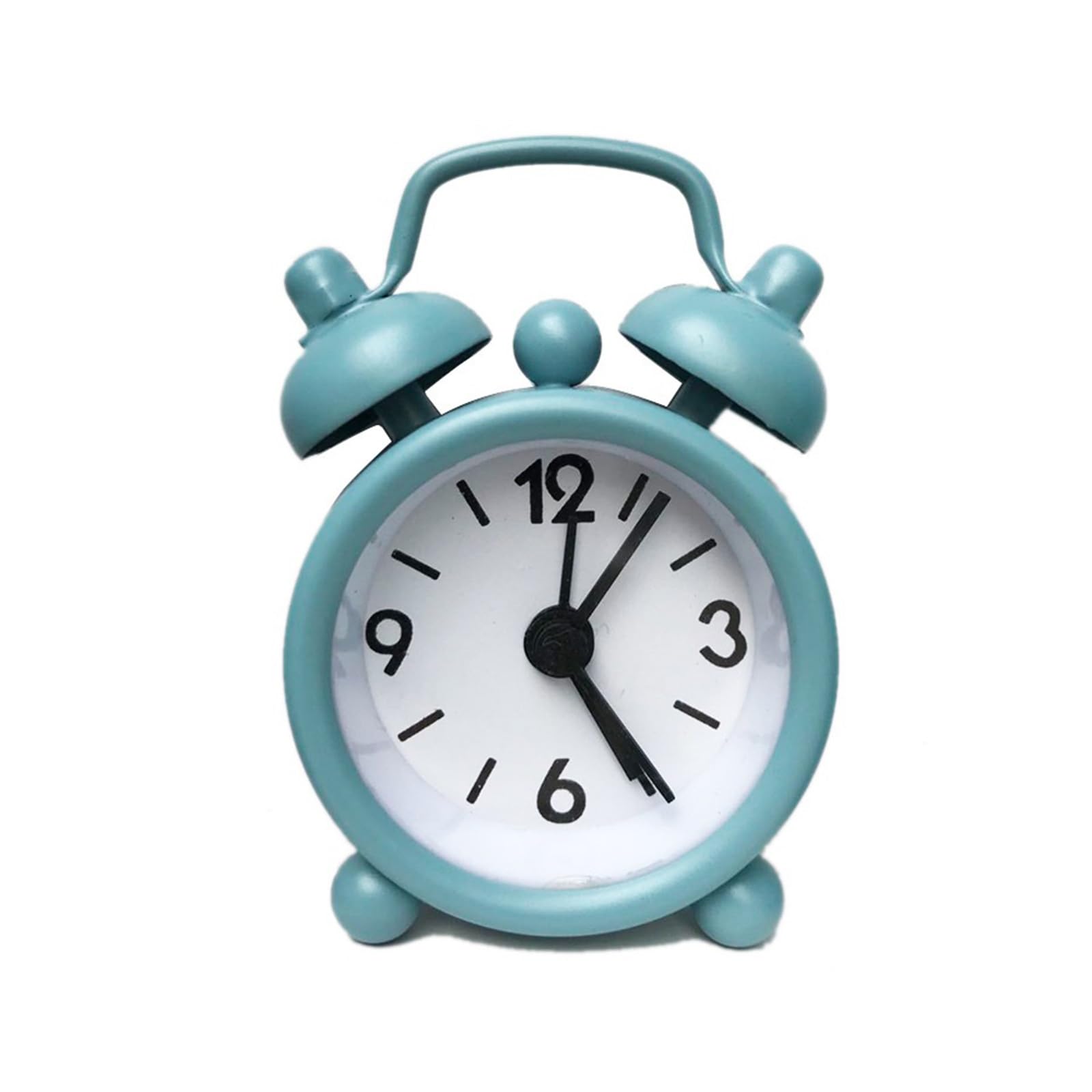 MYXJX alarm clock, Alarm Clocks Mini Metal Creative Blue Quartz Round Portable Desktop Decoration Home(Green)