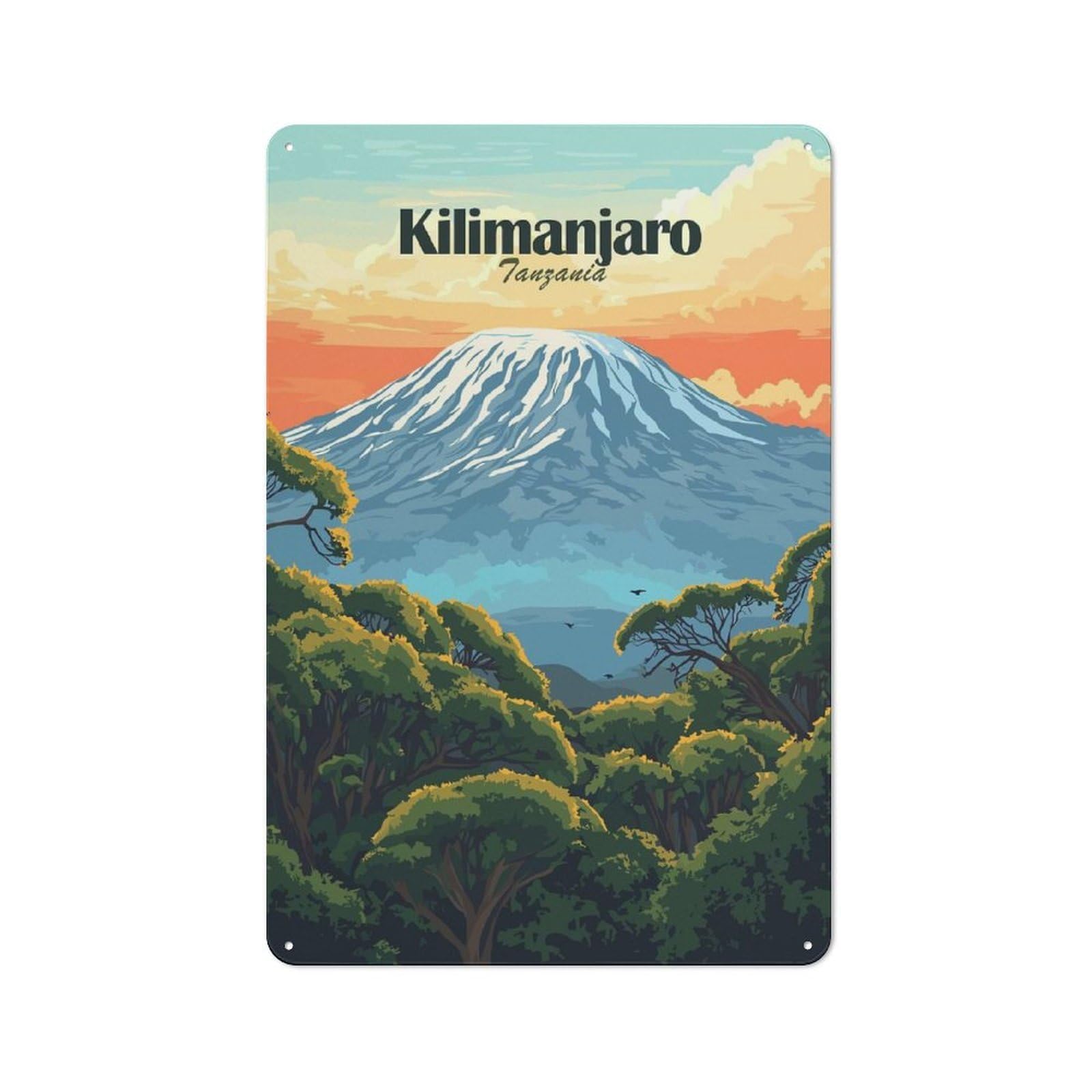 Junmoney Style-13 Kilimanjaro Mountain (2) Decorative Metal Sign 30X20cm, Country Style Bistro Wall Plaque For Kitchen, Cafe, Pantry Or Dining Room