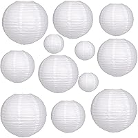 12 Pack White Paper Lanterns Assorted Sizes 6" 8" 10" 12" - Party Decor for Weddings Birthdays Holidays by homunides