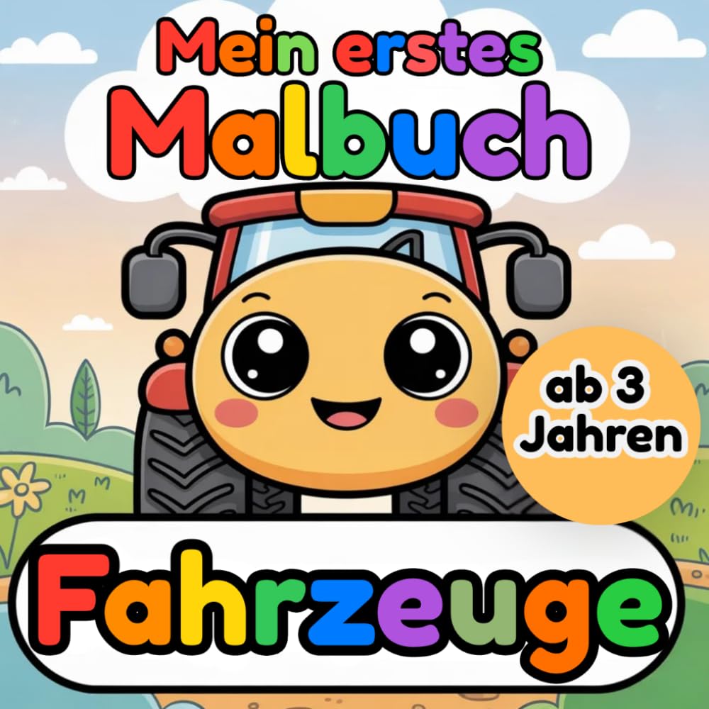 Malbuch Fahrzeuge ab 3 Jahren: Mein erstes Fahrzeug-Malbuch mit 30 großen, einfachen Motiven und dicken Linien (Mein erstes Malbuch)