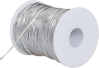 Qeuly 109 Yards Metallic Bakers Twine Christmas Decorative Wrapping Twine String, 12-Ply Glitter Gold String Cord for Crafts & Gift Wrapping (Silver)
