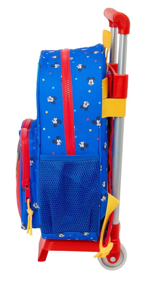 safta MICKEY MOUSE GOOD DAY - Zaino per bambini con carrello 705, ideale per bambini di diverse età, comodo e versatile, qualità e resistenza, 28 x 10 x 34 cm, blu, M, Casual