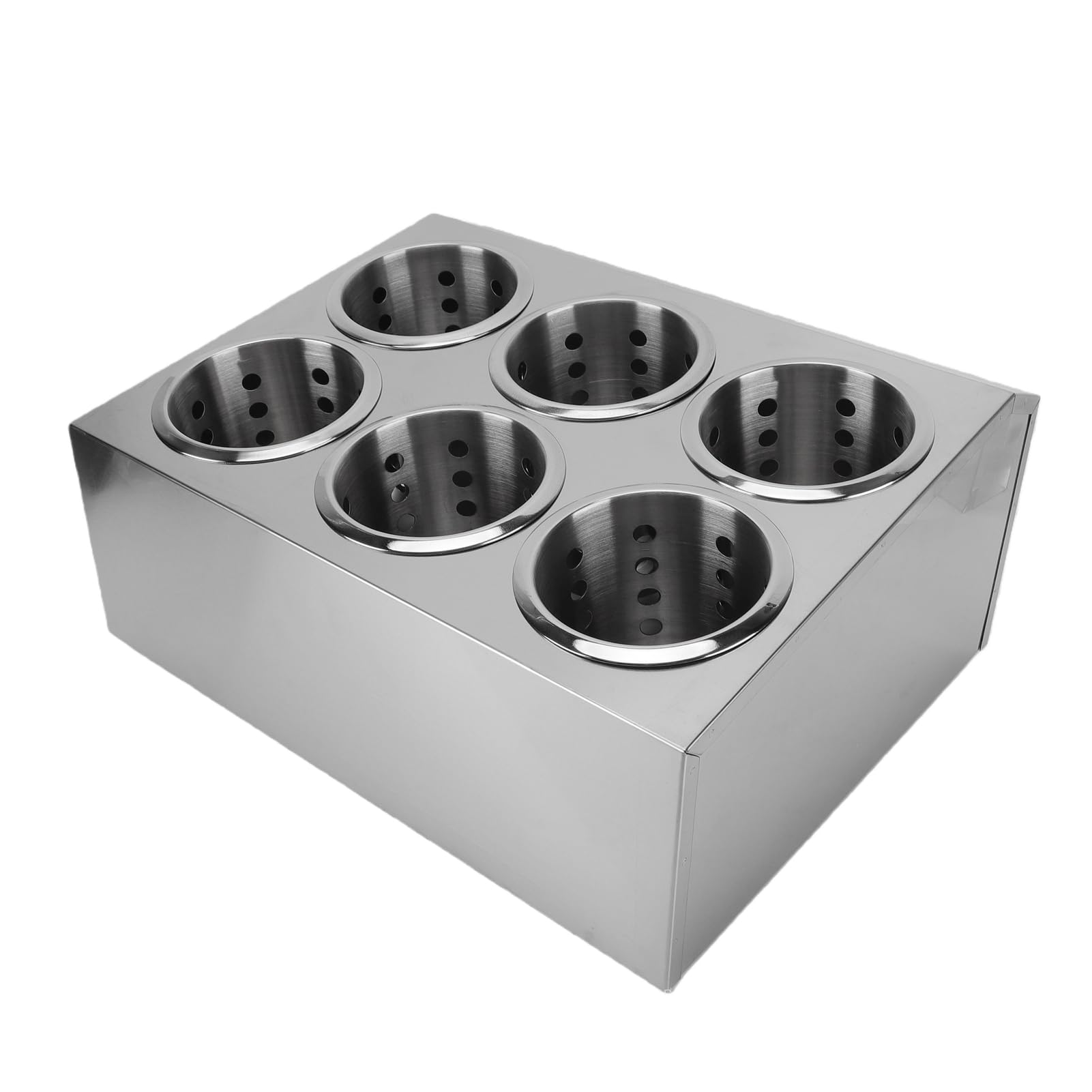 Jelquix 6 Slot Stainless Steel Cutlery Organizer for Spoons Forks, Perforated Air Shell Detachable Divider Tubs Non Slip Stable Base for Home Kitchen Diner Catering