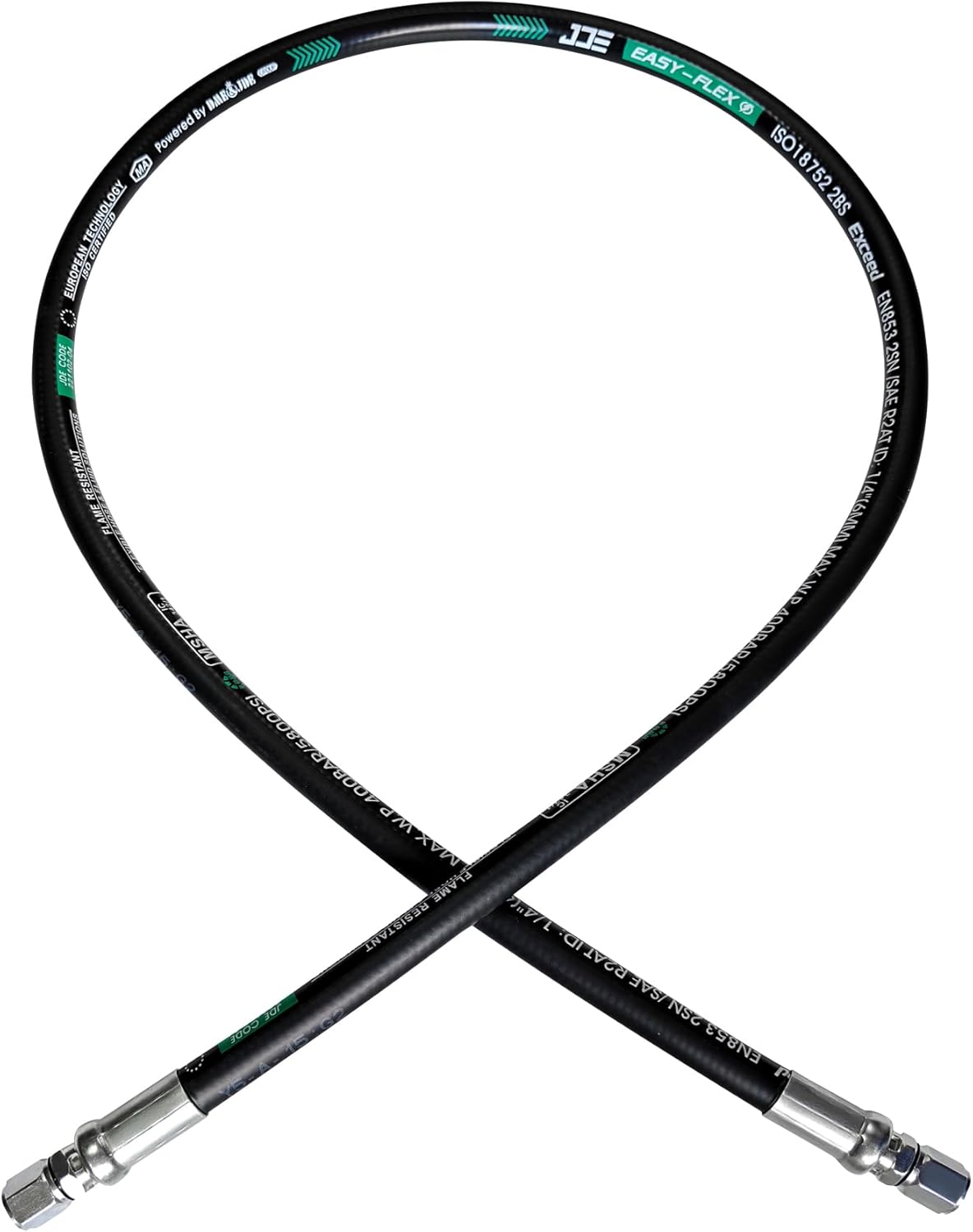 Heroson 26711-04-04RW Hydraulic HoseSwivel Assembly 1/4 ” Hydraulic Hosewith Female JlC X Female JlC 18 ”Long5800 psi, Black 04-18 in