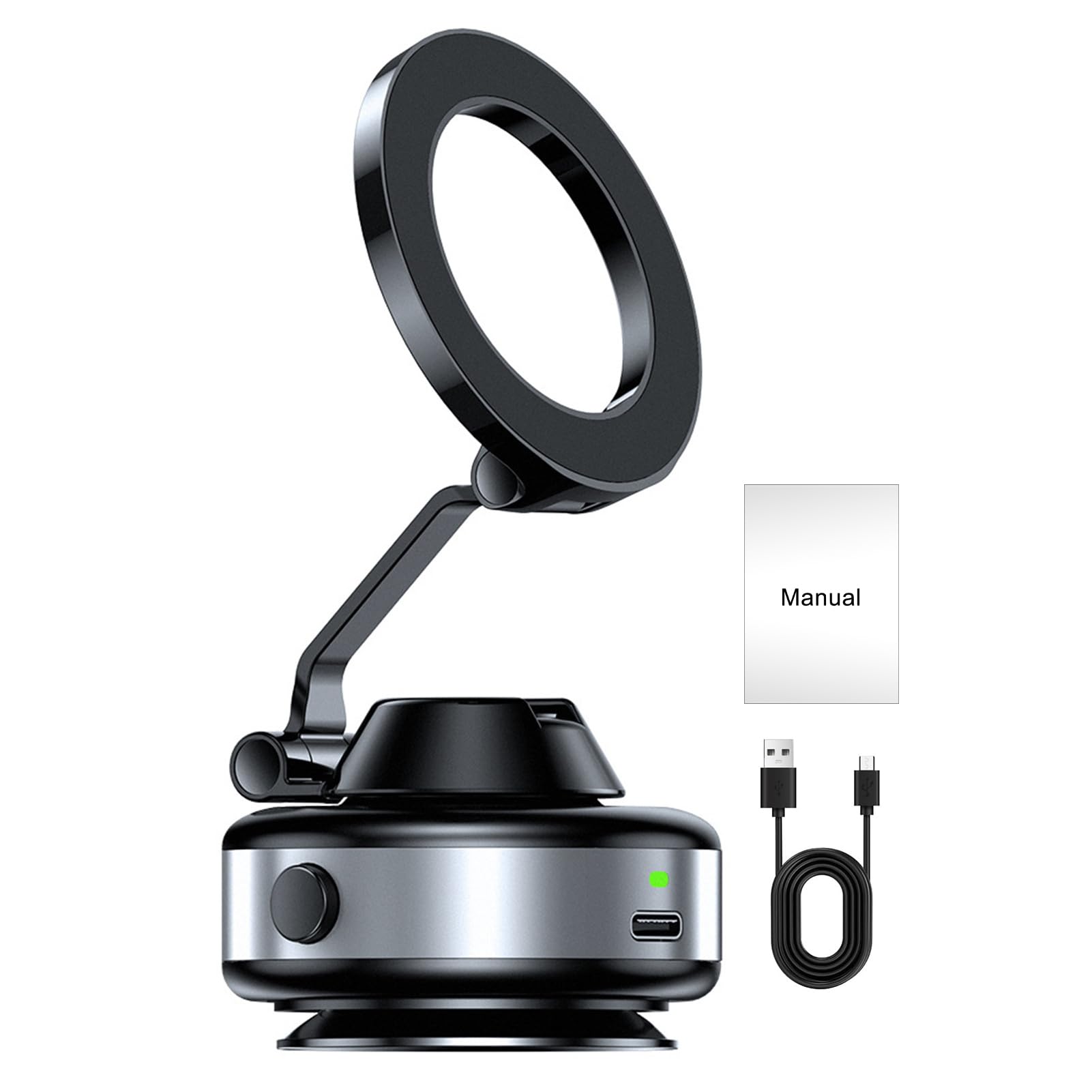 Supporto per telefono da auto, supporto magnetico rotante a 360 gradi, supporto elettrico a ventosa per cruscotto, ripetizione regolabile, supporto per telefono da auto, pieghevole in