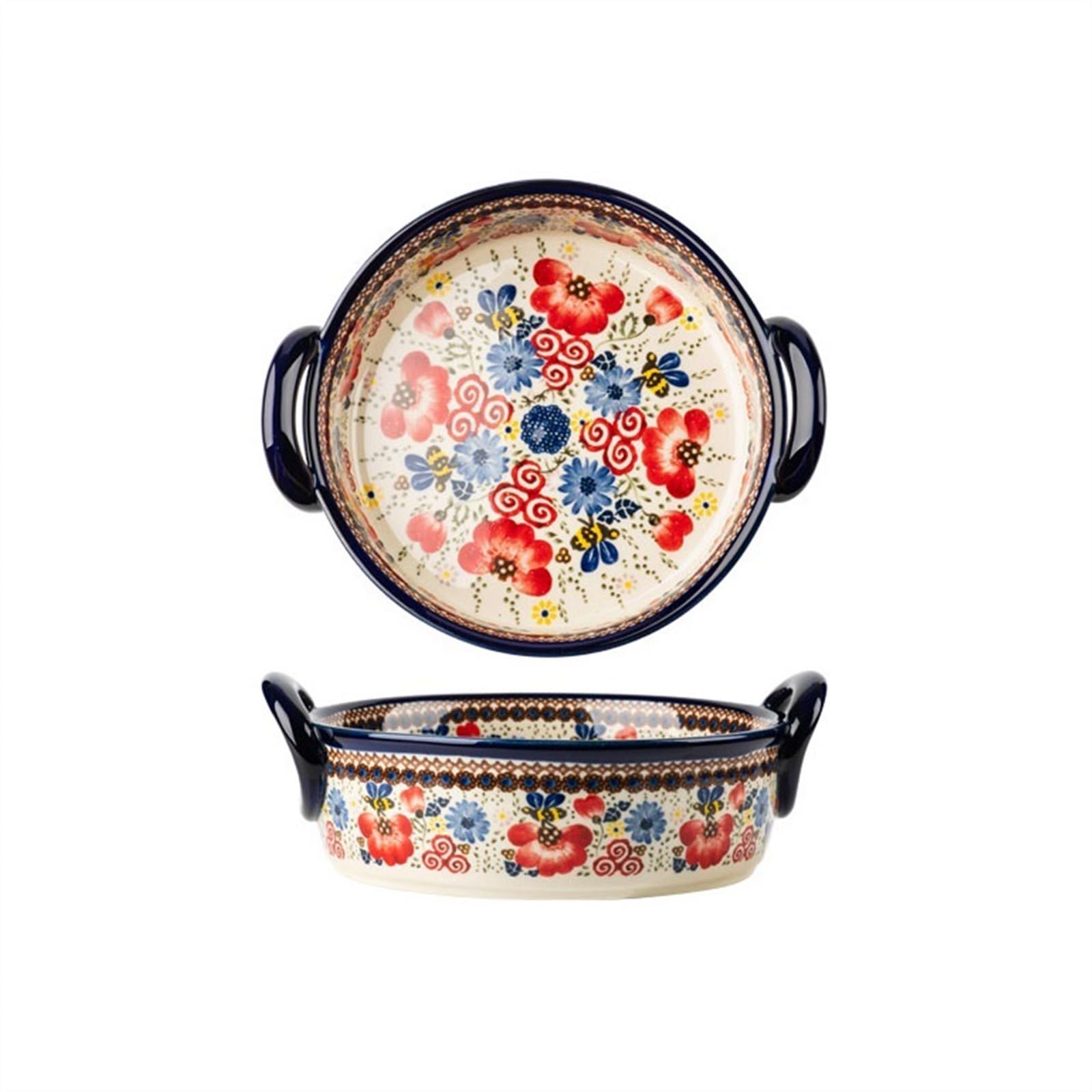 Teglie per Forno Stoviglie sottosmalto for Uso Domestico Teglia da Forno in Ceramica ad Alta Temperatura con Manico di Grande capacità Ciotola Profonda Teglia da Forno(18.5cm)
