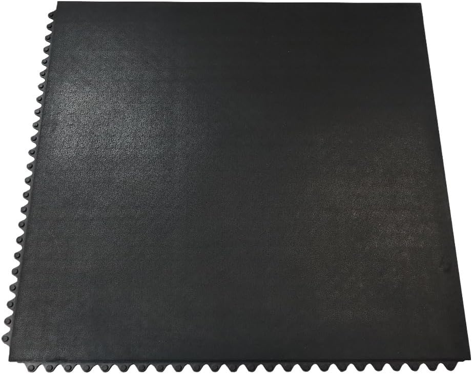 Rubber-Cal Revolution Interlocking Rubber Floor - 12mm x 36 in x 36 in Rubber Tiles - Black - 8 Pack