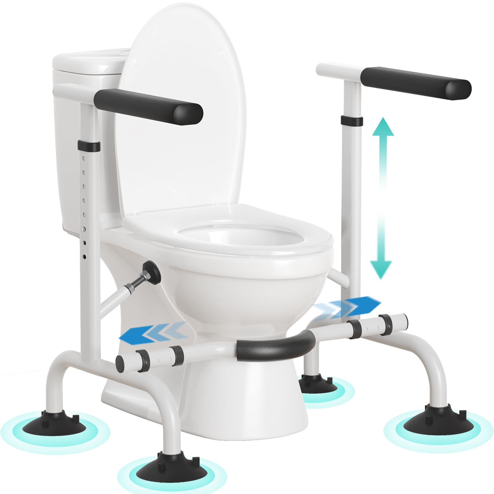 Photo 1 of HOMENURSE Toilet Safety Rails for Seniors, Heavy Duty Toilet Safety Frame with Adjustable Height & Width, 350 lb Toilet Handles for Elderly and Disabled, Handicap Grab BarsX0050XOSQP