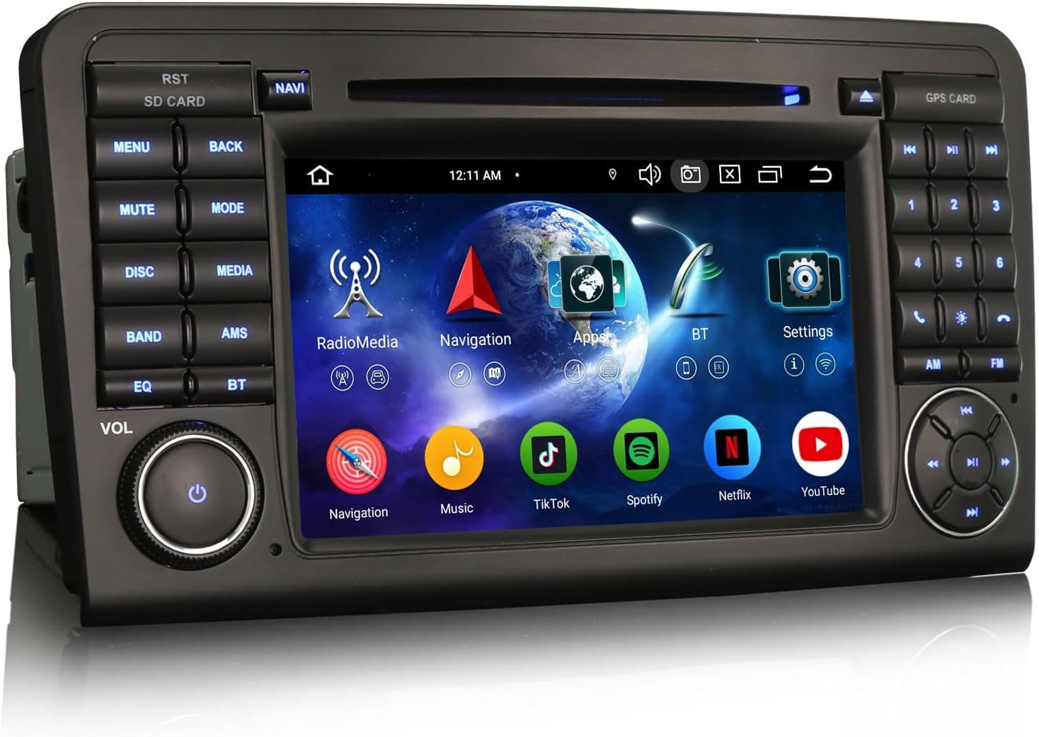 Erisin 7 pollici Android 16 8-Core 4GB+64GB DVD Autoradio GPS Navigatore per Mercedes-Benz Classe ML W164 Classe GL X164 Supporta Schermo tattile Bluetooth 5.0 CarPlay Android Auto WiFi 4G DSP CANbus