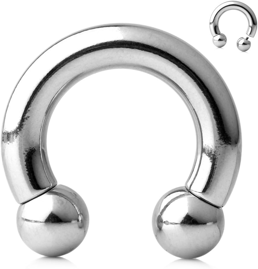 316L Surgical Steel Circular Internally Threaded Barbell Horseshoe 2G 4G 6G 8G 0G 00G