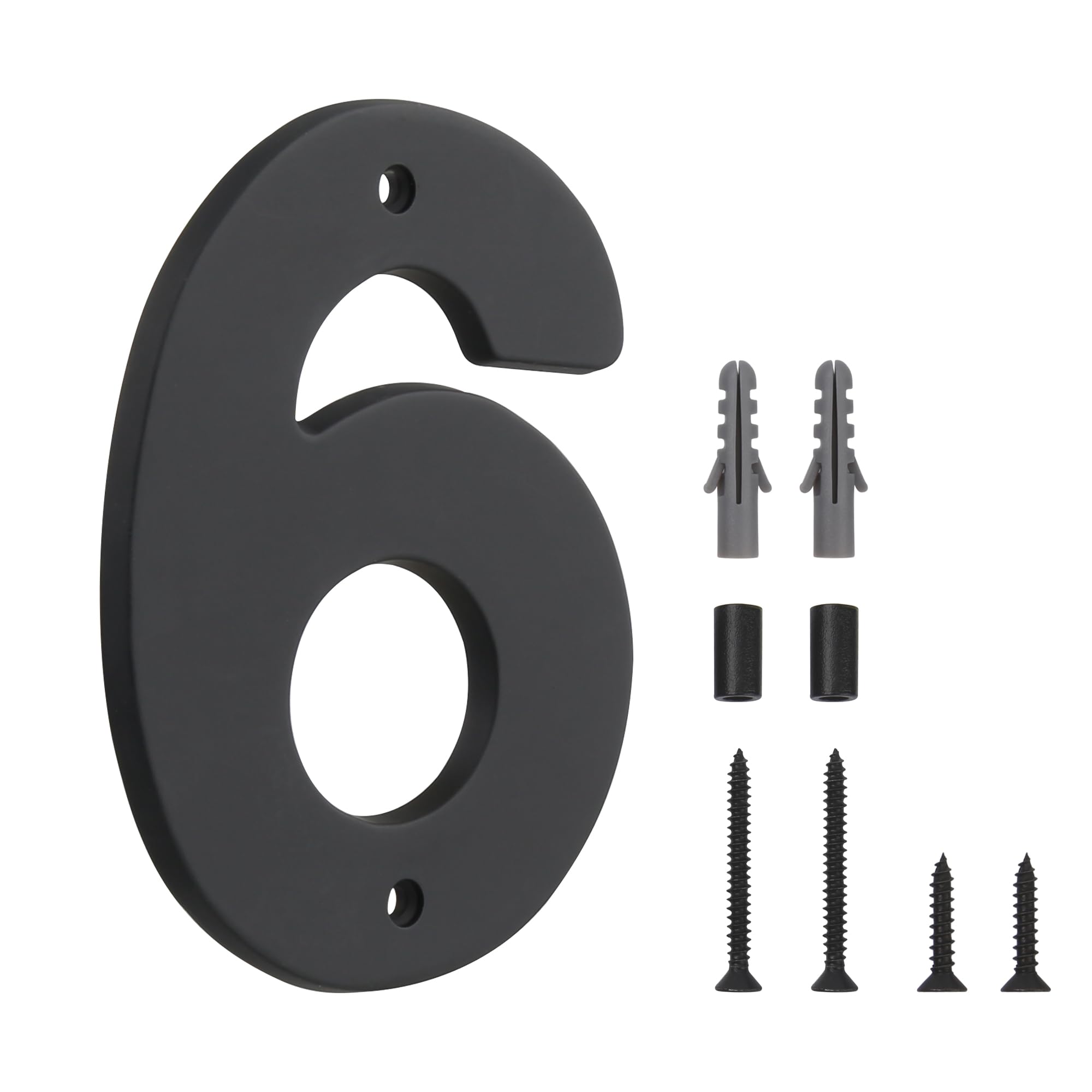 HASWARE Floating House Number Sign for Home - 5 Inch Modern Numerous Easy DIY Installation for Post Street (Black, 6)