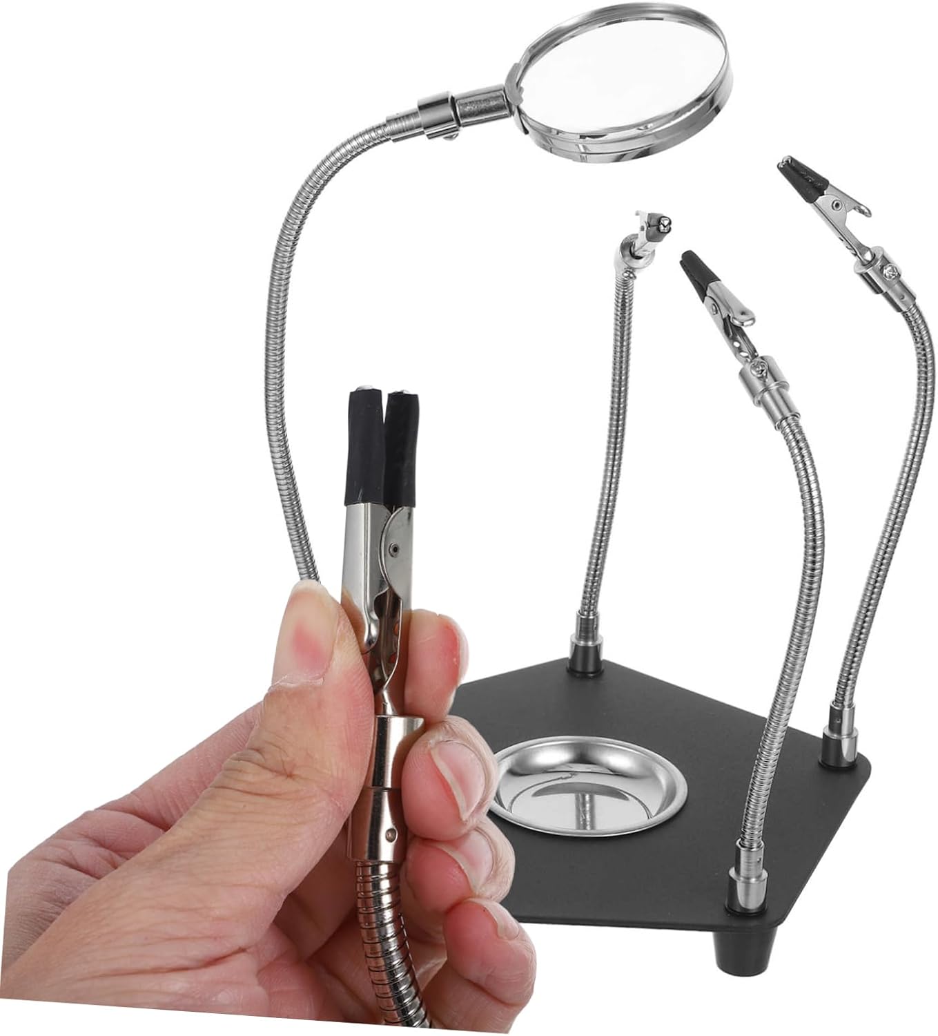 Alipis Universal Soldering Station Helping Hands Tool Adjustable Arms 360° Rotating PCB Holder Soldering Iron Stand for Circuit Board Repair Sturdy Metal Construction
