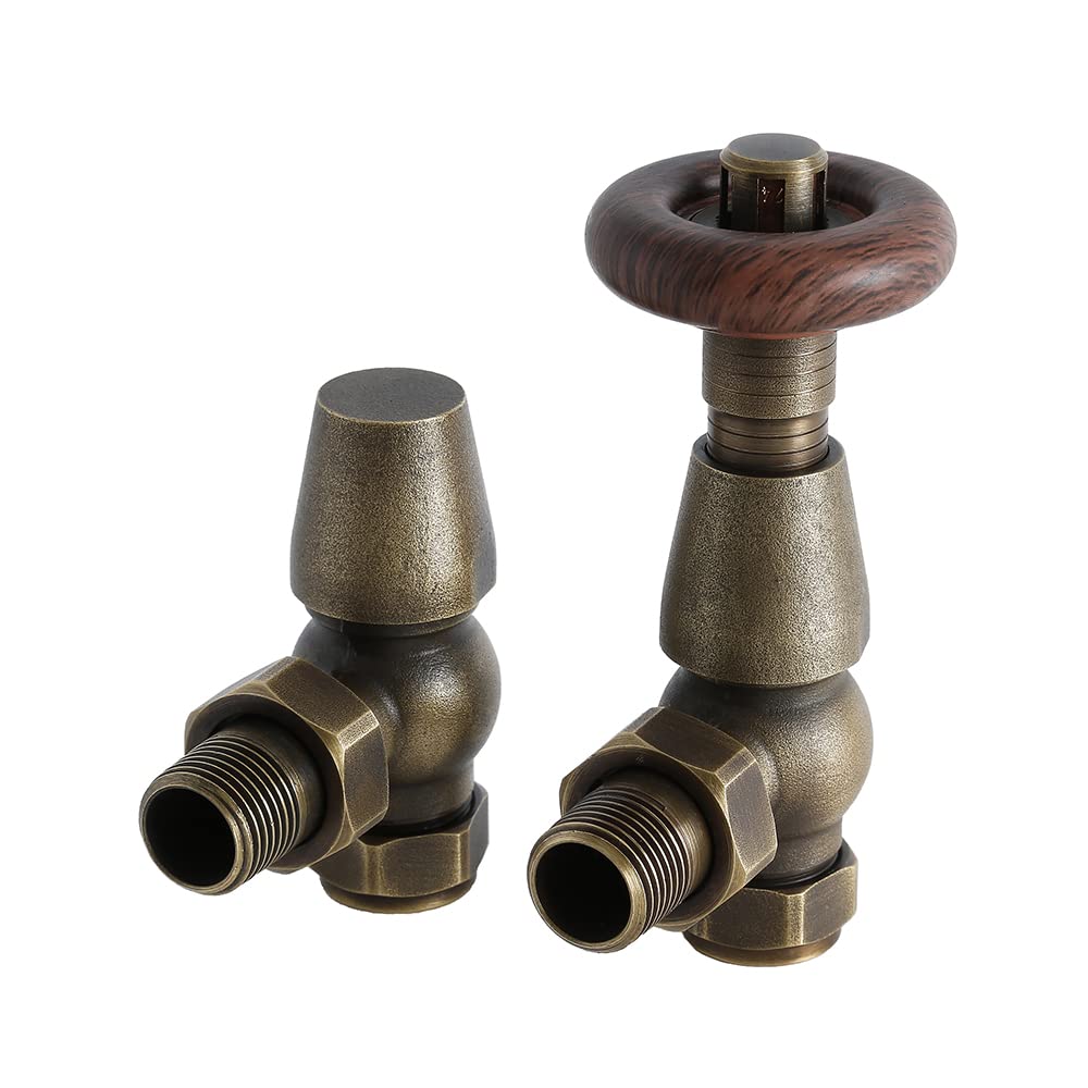 Milano Windsor Brass Angled Heated Towel Rail Radiator Thermostatic Valves โ image 1