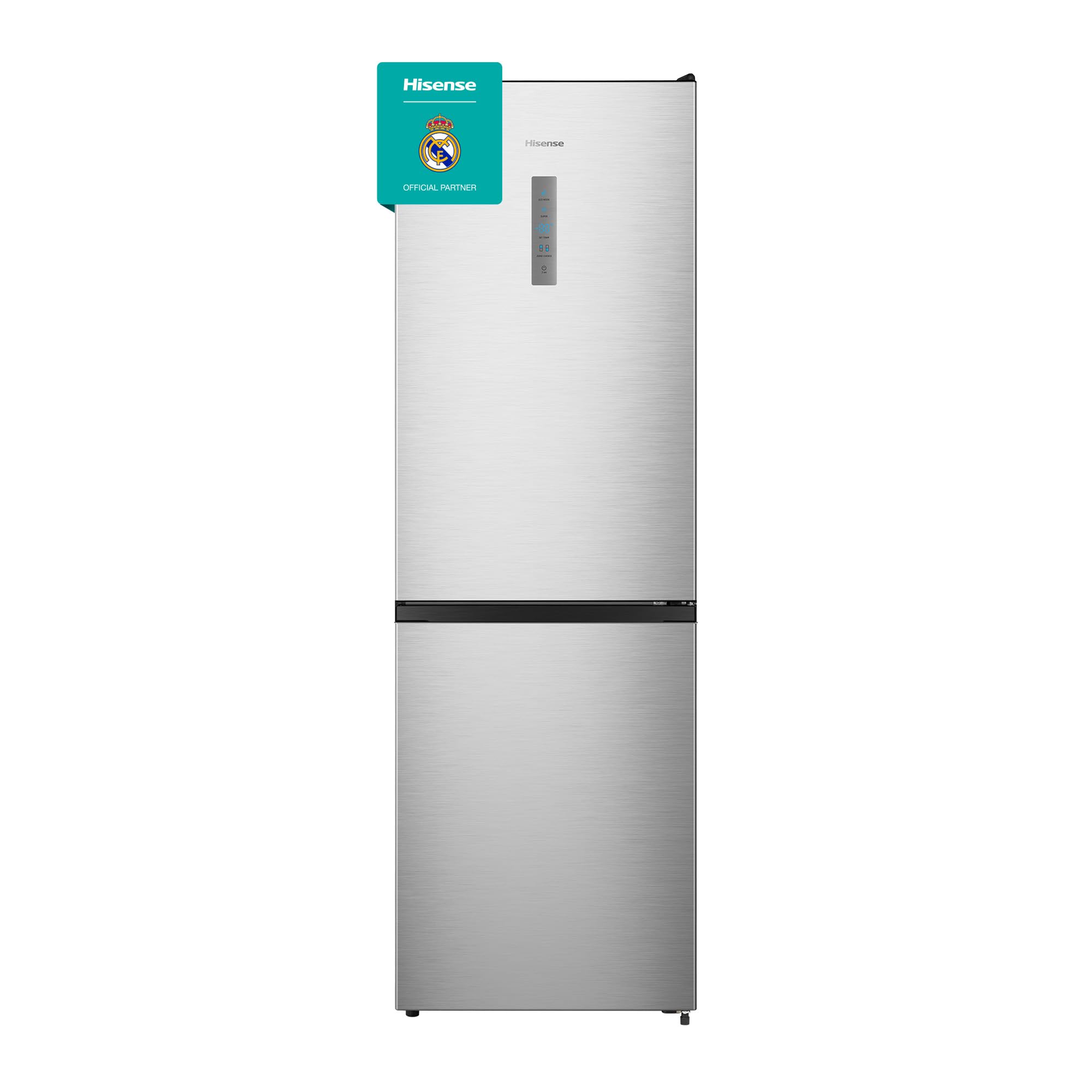 Hisense RB390N4BCC - Frigorífico Combi,No Frost, Inverter, Eficiente Clase C, Capacidad 304 L, 186 cm Al, Cajón Verduras, 4 Estrellas Congelador, Puerta Reversible, Silencioso 39dB, Color Blanco, Inox