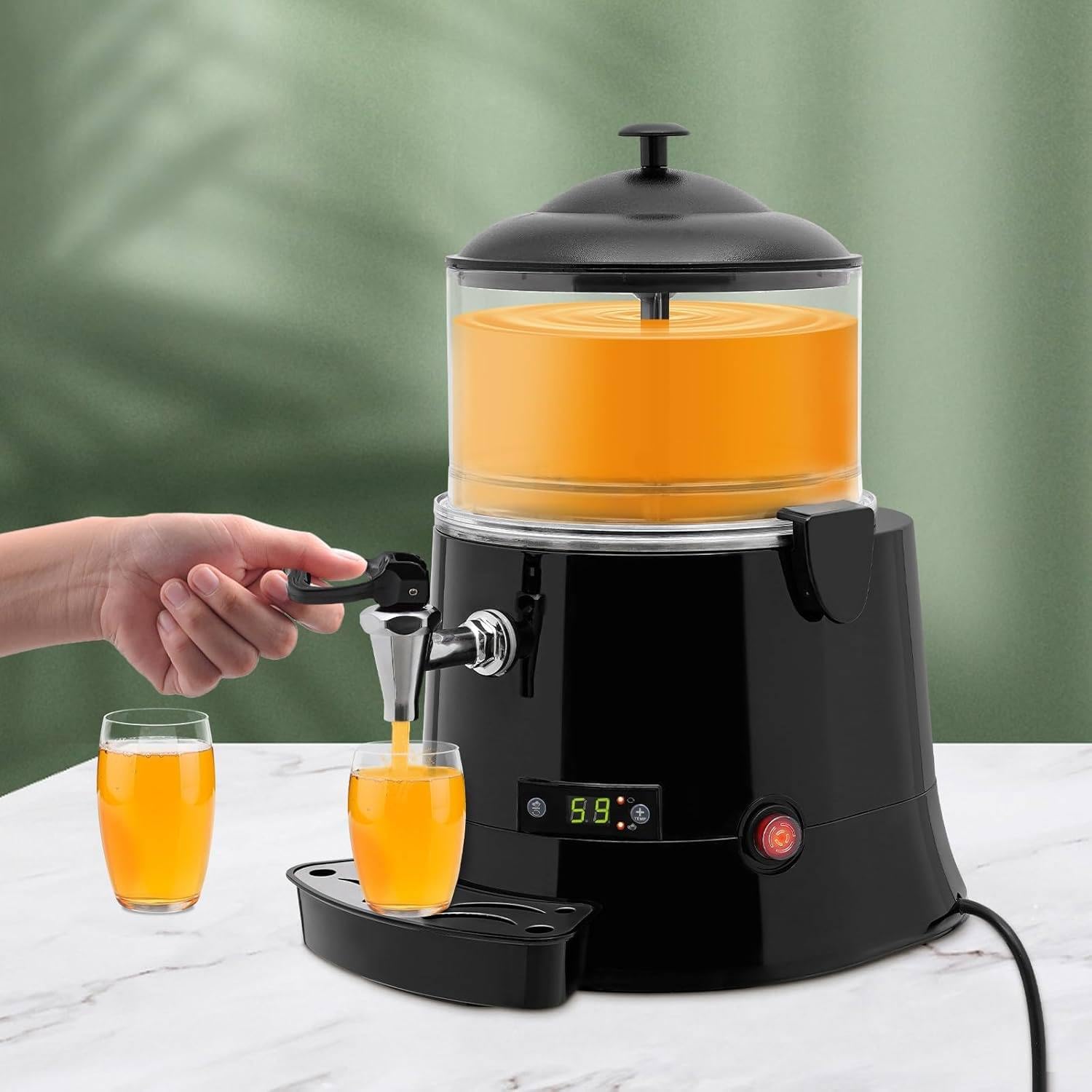 Cioccolatiera Commerciale, 600W Macchina per Cioccolata Calda Professionale, Erogatrice di Cioccolata Calda Elettrica da 5 L/10 L, Display a LED, Termostato Regolabile 30-90 ℃ 5L/1.32gal
