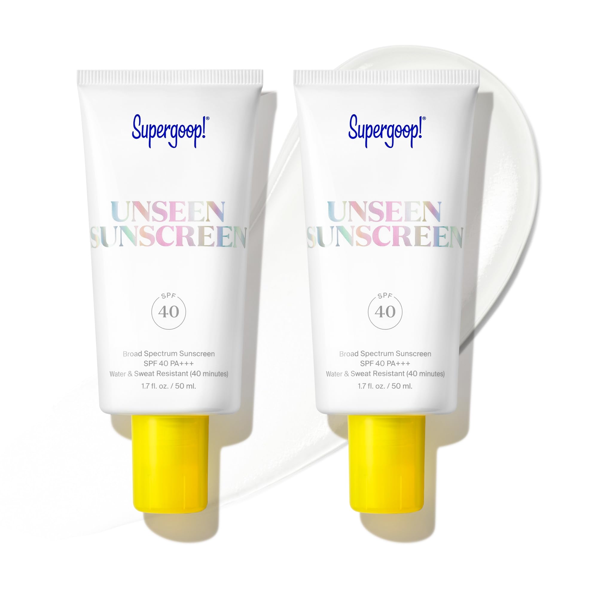 Supergoop!Unseen Sunscreen SPF 40 - 1.7 fl oz - 2 Pack - Oil-Free, Weightless, Invisible, Reef-Safe, Broad Spectrum Face Sunscreen for All Skin Types - No Scent - Makeup Primer - Beard-Friendly