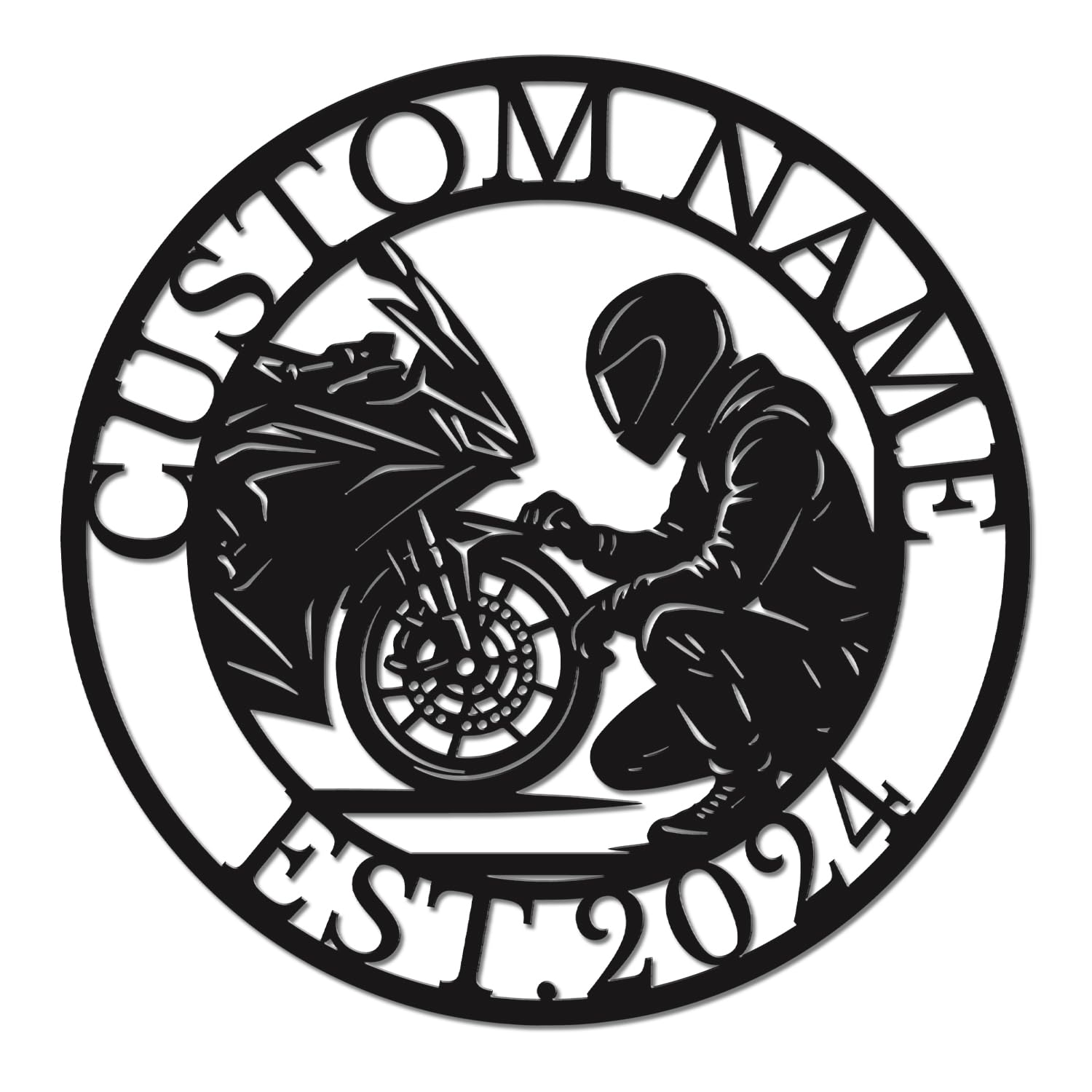 Herbraa Style-4 Custom Motorcycle Metal Wall Art, Personalized Biker Name Sign, Motorbike Wall Decor For Garage, Housewarming, Christmas, And Anniversary Celebrations (Style-4)