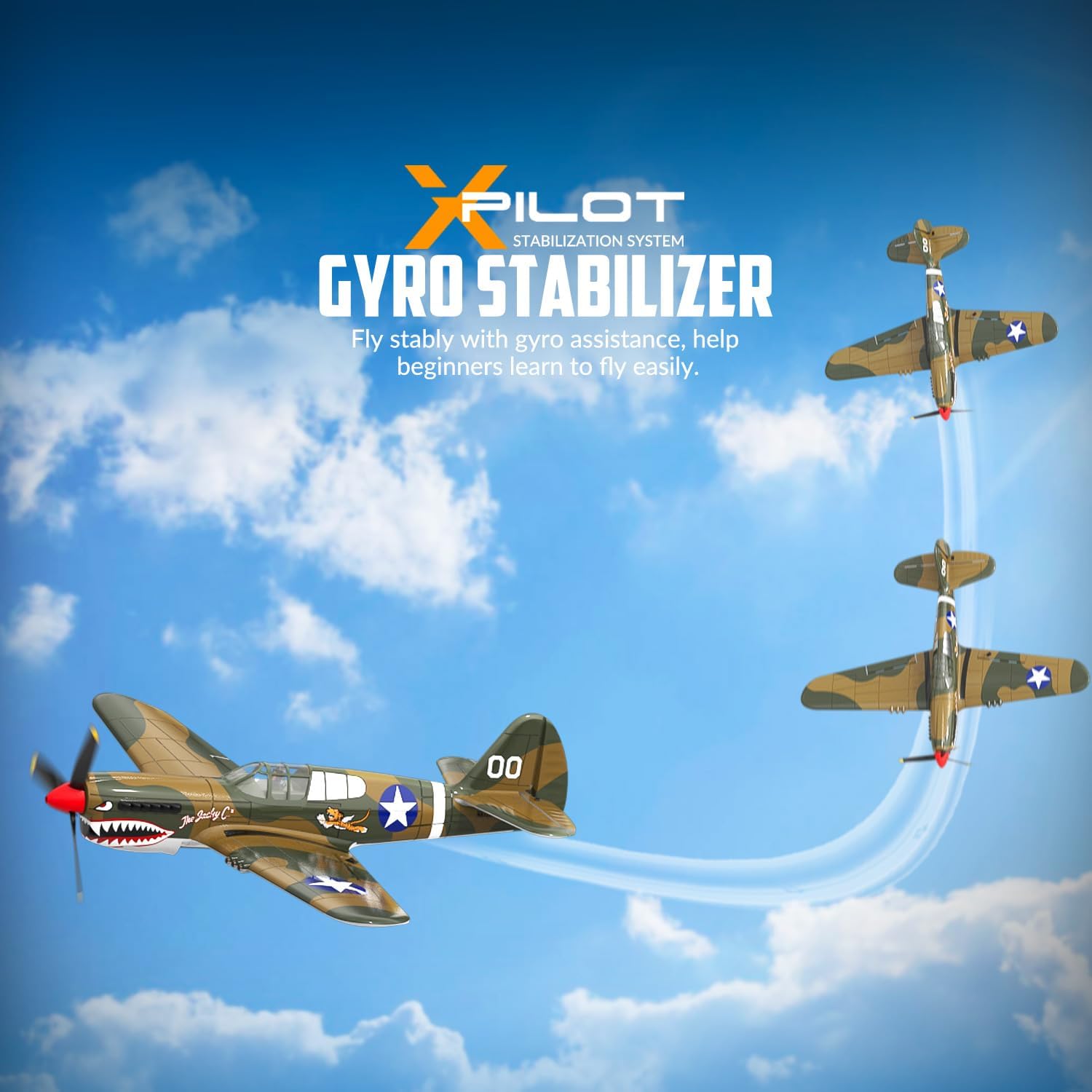 volantexrc P-40 Warhawk Warbird 4-Kanal RC Flugzeug RTF m. Gyro 2xAkku | integrierte Stabilisierungssystem