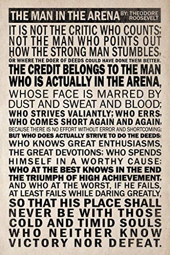 Image of Laminated The Man In The Arena Poster President Theodore Roosevelt Quote Speech Motivational History Classroom Posters Poster Dry Erase Wall Art 12x18