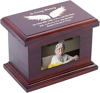 JOYSPARKING 5,5 Polegadas Pequenas Urnas De Madeira Para Cinzas, Urnas Memoriais Funerárias Com Moldura De Foto, Pequenas Urnas De Lembrança Urnas De Madeira Caixa E Caixão, Moldura De Imagem Lembra