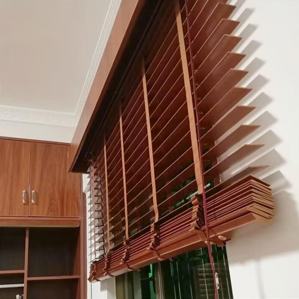50 mm Holzjalousien, horizontale Fensterblenden für Privatsphäre im Innen- und Außenbereich, verstellbare Lichtsteuerung, erhältlich in 40–160 cm Breiten (110 x 100 cm)