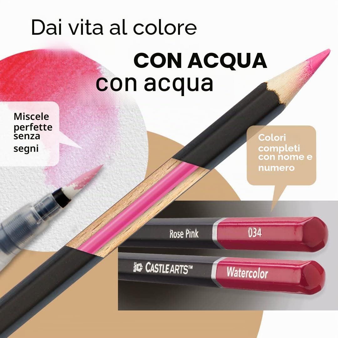 Castle Art Supplies Set di matite ad acquerello a tema Ritratti | 24 colori vivaci selezionati | Disegna e dipingi allo stesso tempo | Per artisti adulti e regali | In scatola speciale di latta