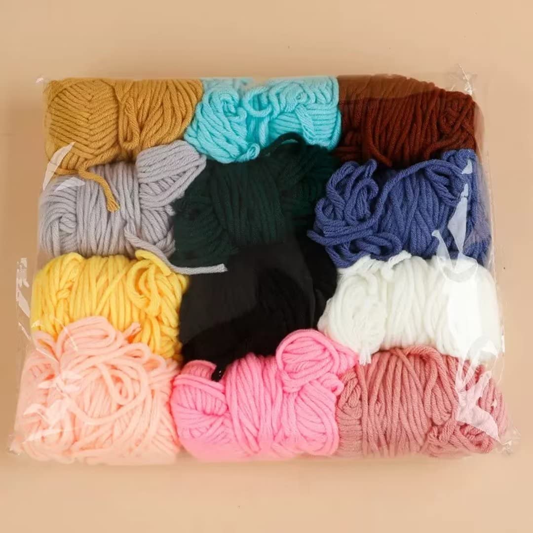 Filato da ricamo Poke in 12 colori, 8 fili di filato tufted in cotone latte, filato tufting solido 3 mm per ricamo a mano/pistola tufting, gomitolo da 30 g, filato per uncinetto per tappeti (12 color