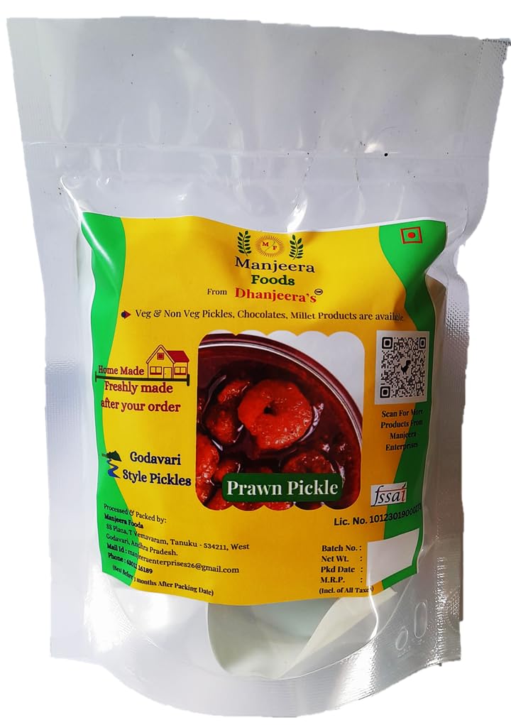 Prawn Pickle/Andhra Prawn Pickle (ఆంధ్ర రొయ్యల ఆవకాయ)/ Godavari Style/Home Made/Manjeera Foods (250 GM)