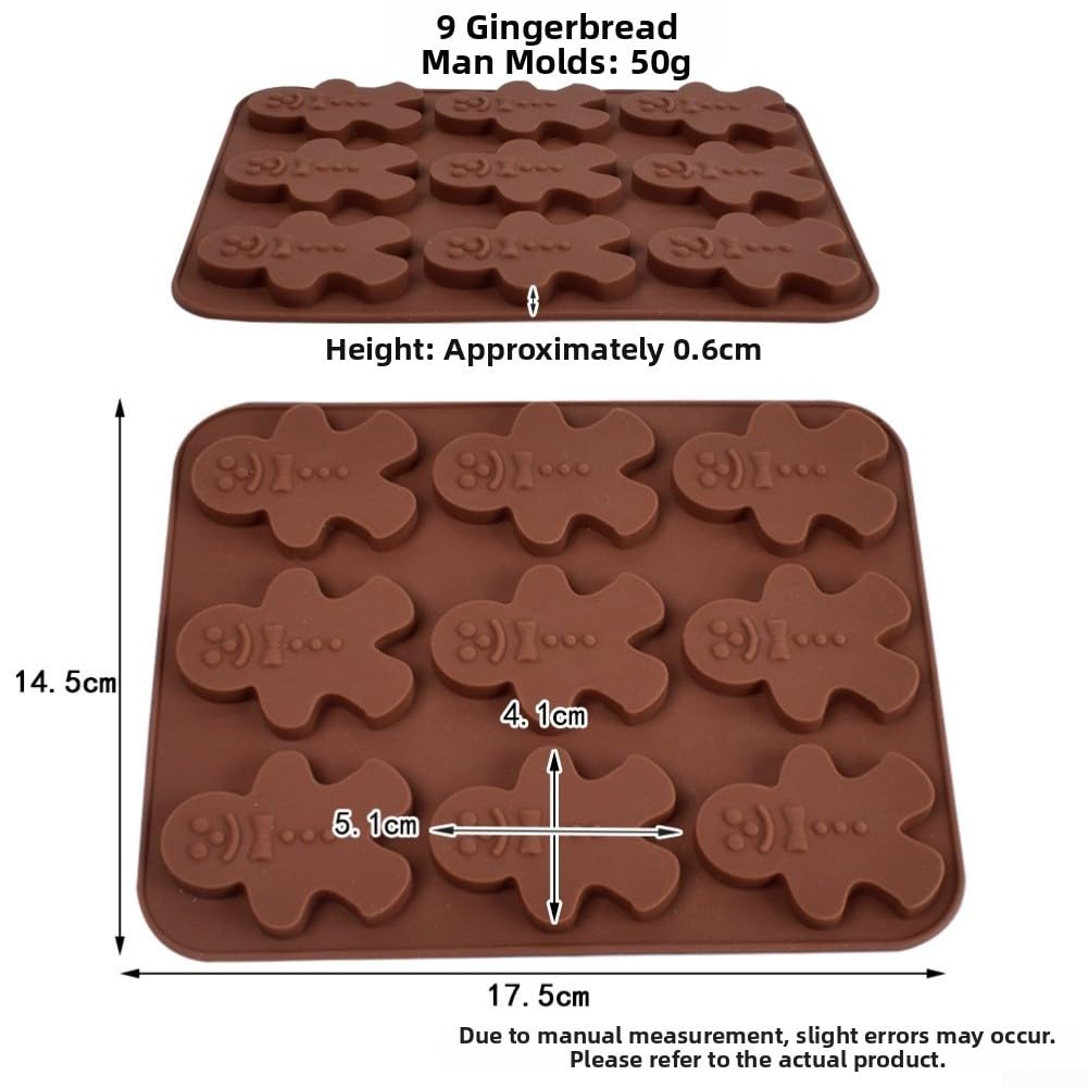 Fauhapyway Muñeco Nieve Silicona para Chocolate y para cera Muñeco Nieve(Coffee color 9 snowmen)