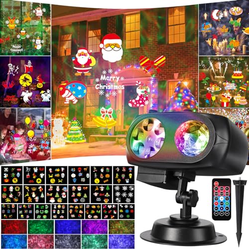 Halloween Projektor Außen - 2-in-1 Mit 10 Dias & Meereswellen Farben