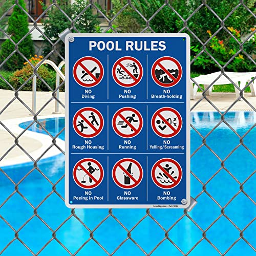 Cartel metálico SmartSign 14 x 10 pulgadas para piscina miniatura 3