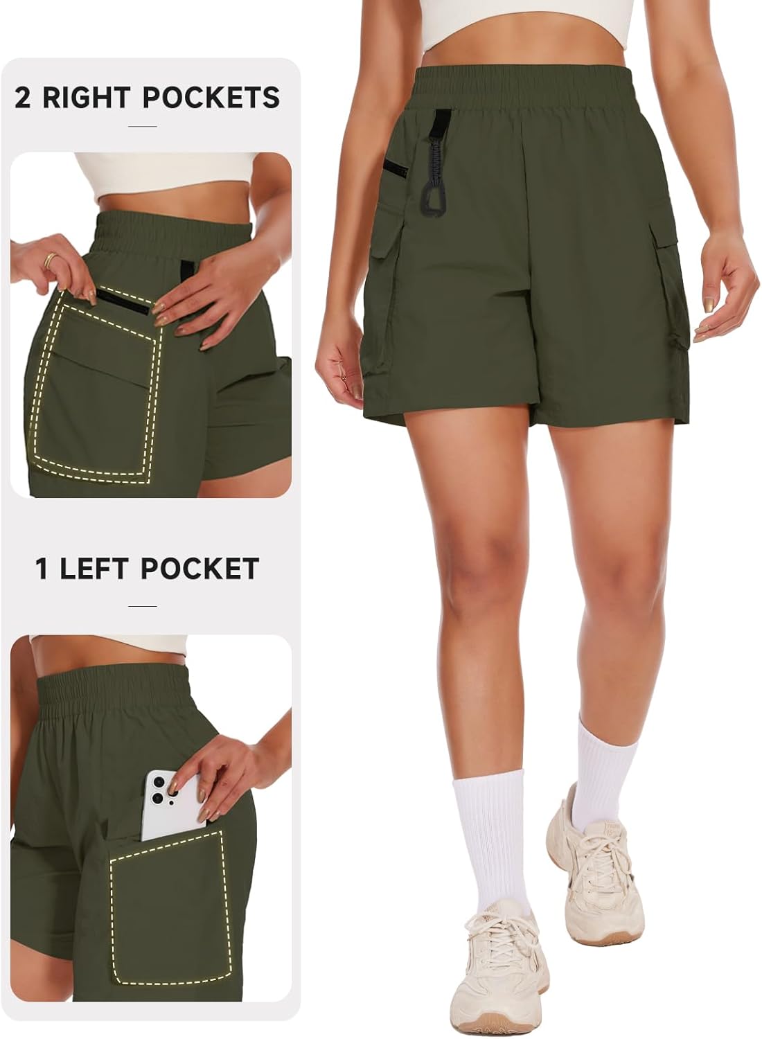 VUTRU Women's Hiking Cargo Shorts 6.7" Quick Dry Athletic Shorts Lightweight Outdoor Running Shorts with Pockets - Image 2