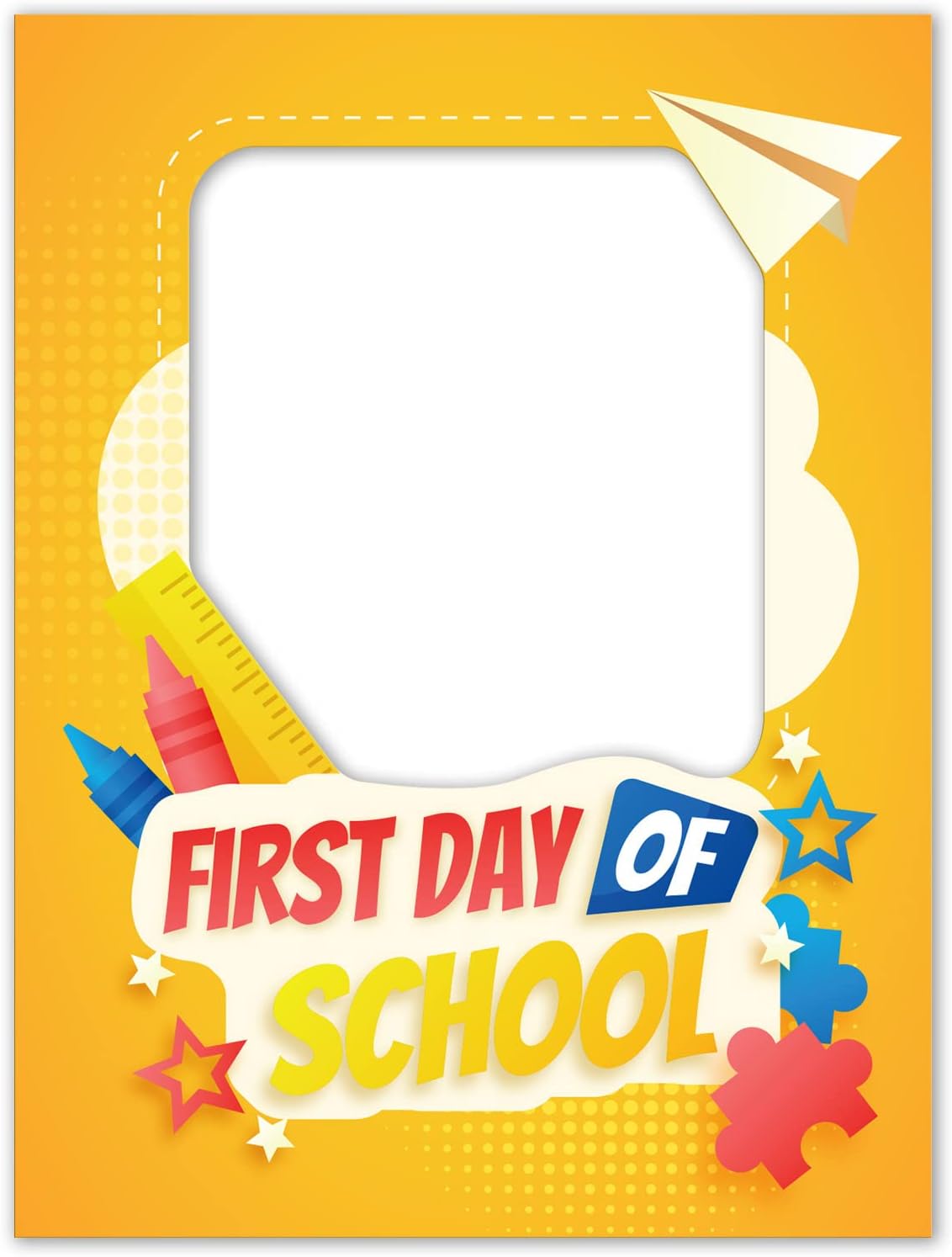 Soul Décor Back to School Photo Prop Board, Picture Frame First Day of School, Cute and Creative First Day of School Picture Idea, Cut Out Yellow Board Sign, Coro Plastic, Made in The USA
