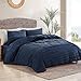 NEXHOME PRO Duvet Cover King Size, Navy 3 Pieces Boho Tufted Duvet Cover Set, Soft and Lightweight Microfiber Comforter Cover Set for All Season (Navy King, 104 x 90)-No Comforter