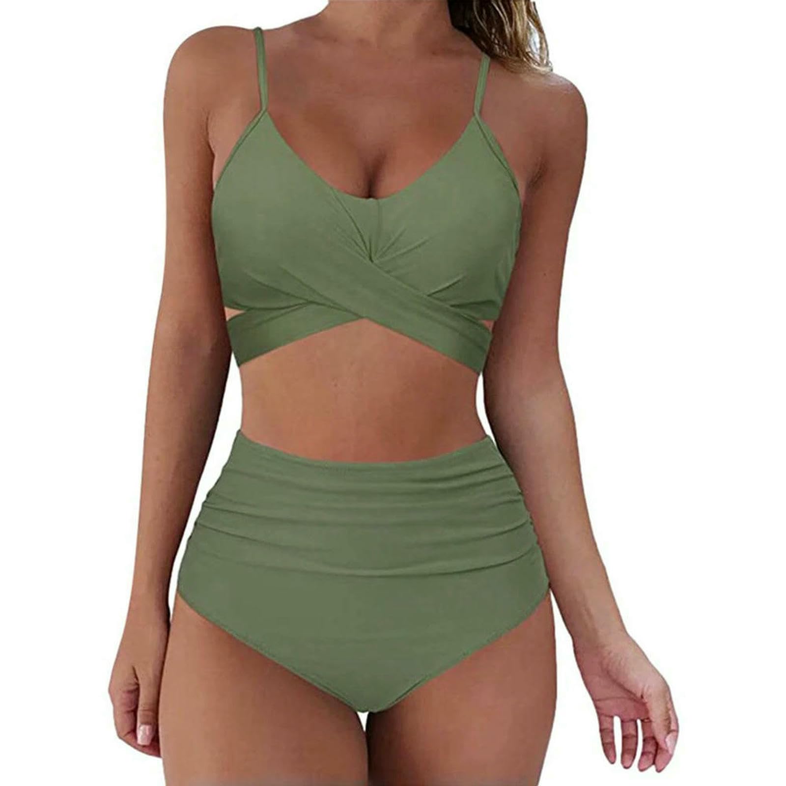 Bikini V neck wrap maillot de bain taille haute pour vos vacances au soleil