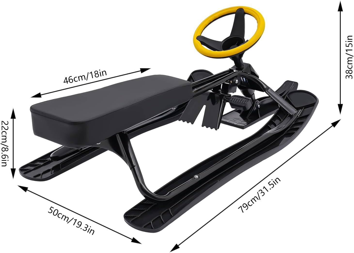 Sledding Board for Kids & Adults, Snow Sled with Cool Kart Design - Heavy Duty 220 lbs Capacity, Ski Sled Slider Board for All Terrain Snow & Ice, Winter Fun Gift