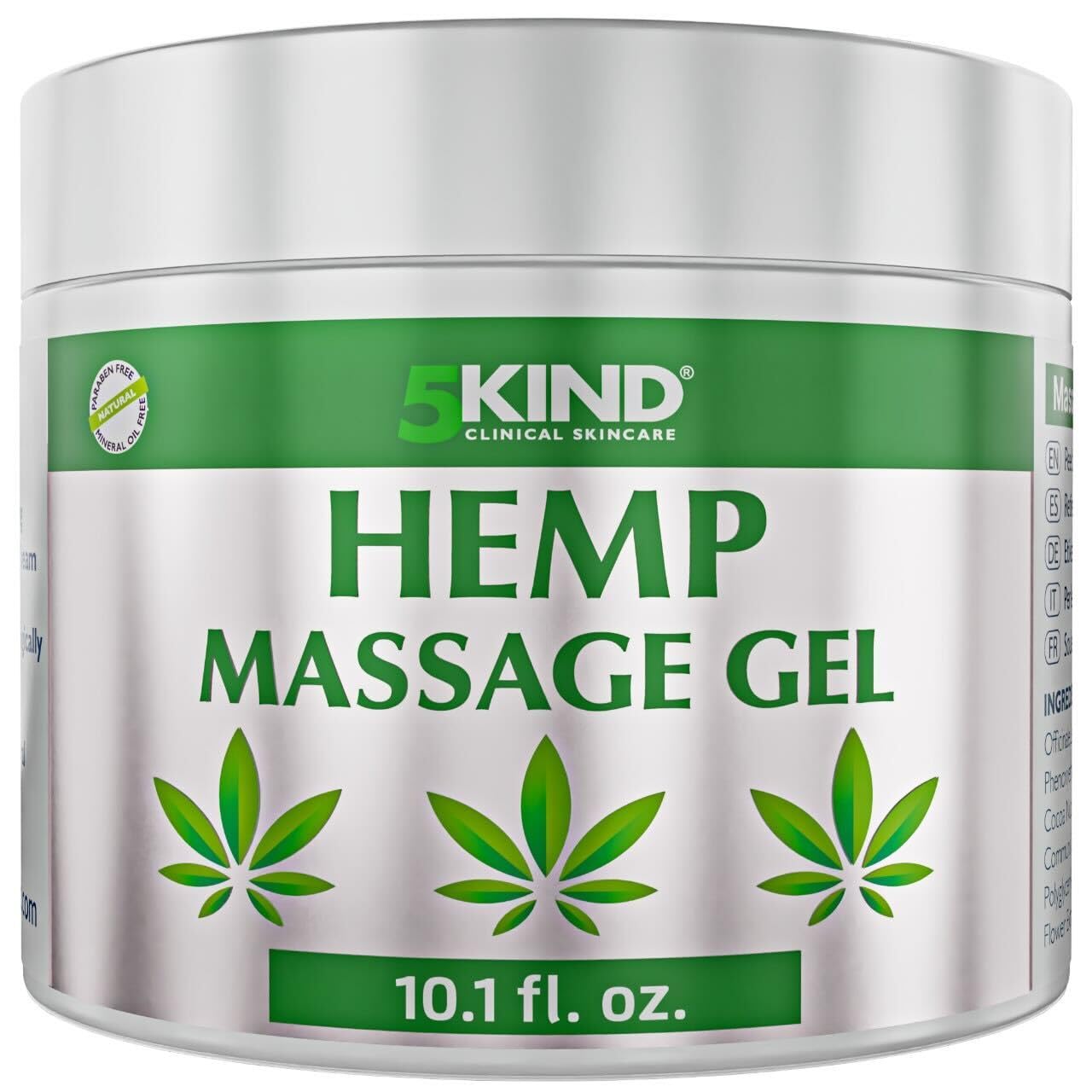 5kind Hemp Active Gel 10.1 fl fl oz- Hemp Cream Maximum Strength - Natural Soothing Relief Joint Gel - Muscle Rub for Lower Back, Joints, Neck, Knees and Shoulders - Maximum Strength Hemp Cream